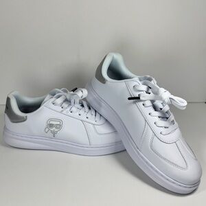 Karl Lagerfeld Kapri Leather Sneakers White/Silver Men’s 10.5 NWOB